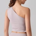 thumbnail image 4 of One Shoulder Tops for Women Sports Yoga Summer Sleeveless T Shirt Slim Fitted Casual Blouses with Built in Pads (M, Gray), 4 of 4