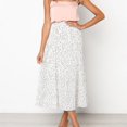 thumbnail image 3 of Womens High Waist Polka Dot Pleated Skirt, Midi Swing Skirt with Pockets,Summer Boho Halter Skirt, White, Large Size, 3 of 7