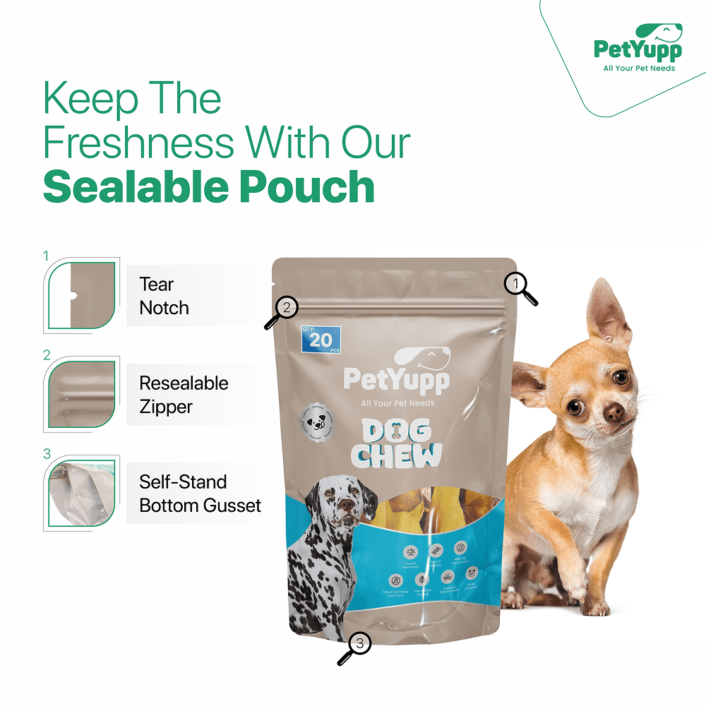 PetYupp Water Buffalo Ears with Meat Dog Chew Treats 20 Count