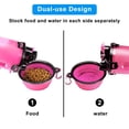 thumbnail image 2 of Botella de agua para perros con 2 cuencos plegables, botella portátil 2 en 1 para agua y comida para perros, gatos y mascotas, botella de viaje para paseos, ejercicio, senderismo y acampada (rosa), 2 of 5