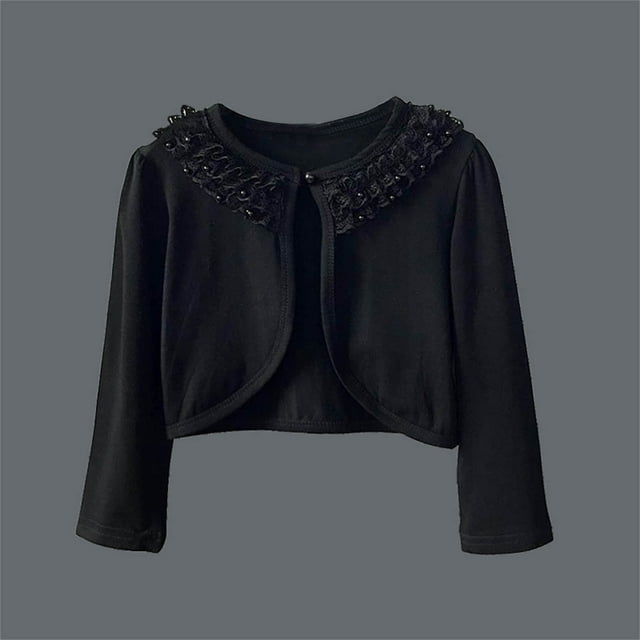 DPTALR Cardigan Châle en Dentelle à Manches Longues pour Filles Bébés Enfants