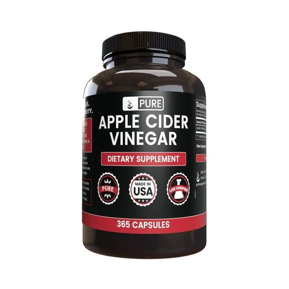 Pure Original Ingredients Apple Cider Vinegar 365 Capsules No Magnesium Or Rice Fillers, Always Pure, Lab Verified