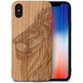 thumbnail image 1 of Case Yard Wooden Case Outside Soft TPU Silicone, Slim Fit Shockproof Wood Protective Phone Cover for Girls Boys Men and Women, Supports Wireless Charging Tribal Lioness Design case for iPhone-XS-Max, 1 of 7