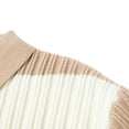 thumbnail image 6 of RYDCOT Men's Color Block Striped Lapel Neck Knit Sweater Casual Warm Fall Winter Top Khaki, 6 of 9
