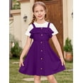 thumbnail image 3 of Arshiner Girls Dresses Summer Spaghetti Strap Cold Shoulder Ruffle Button Down A Line Dresses, 3 of 6