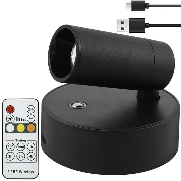 Wireless Spot Lights Indoor with Remote Up Lights Indoor Picture Light Battery Operated Spotlights with Timer Dimmable Accent Uplighting Indoor Stick on Wall Light for Plant Artwork