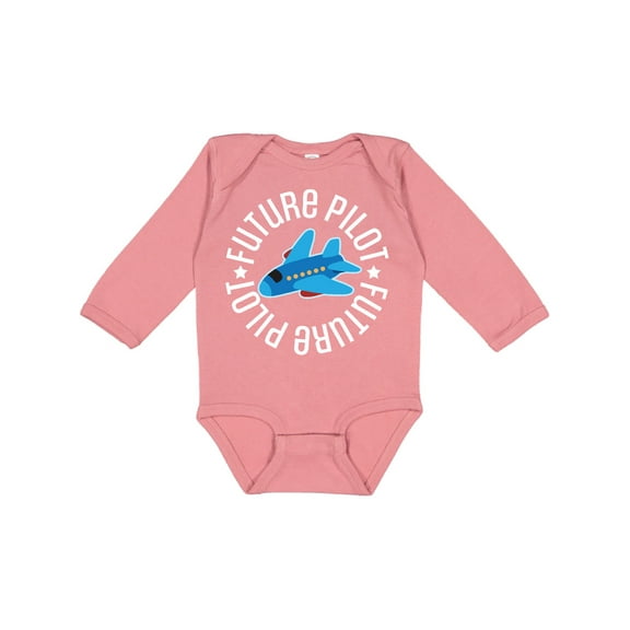 Inktastic Future Pilot Boys Airplane Flying Boys Long Sleeve Baby Bodysuit