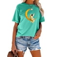 thumbnail image 2 of Anbech Astronaut Printed T-Shirt for Women Cute Moon Space Graphic Junior Girls Short Sleeve Tee Tops with Crew Neck, 2 of 5