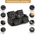thumbnail image 6 of IPKIG LED Manual Reclining Loveseat Sofa with Console, 2-Seater Bluetooth Speakers, USB & Power Outlet, Cup Holders, Velvet Gray for Home Theater, 6 of 9