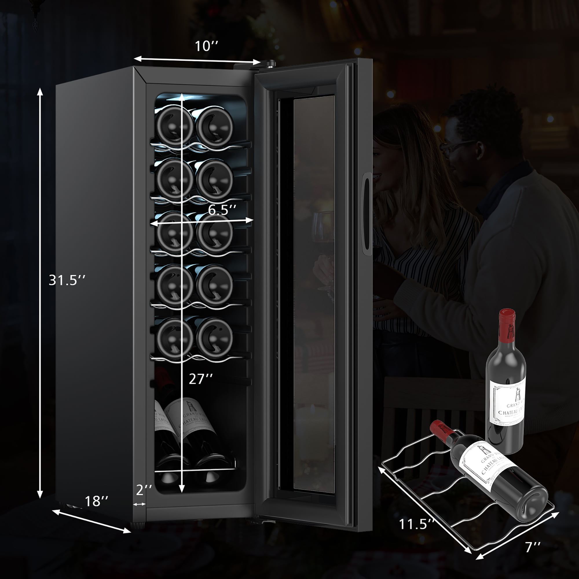  BLACK+DECKER Thermoelectric Wine Cooler Refrigerator with  Mirrored Front, Freestanding 12 Bottle Wine Fridge, BD60336 & Secura  Electric Wine Opener, Automatic Electric Wine Bottle Corkscrew Opener :  Home & Kitchen
