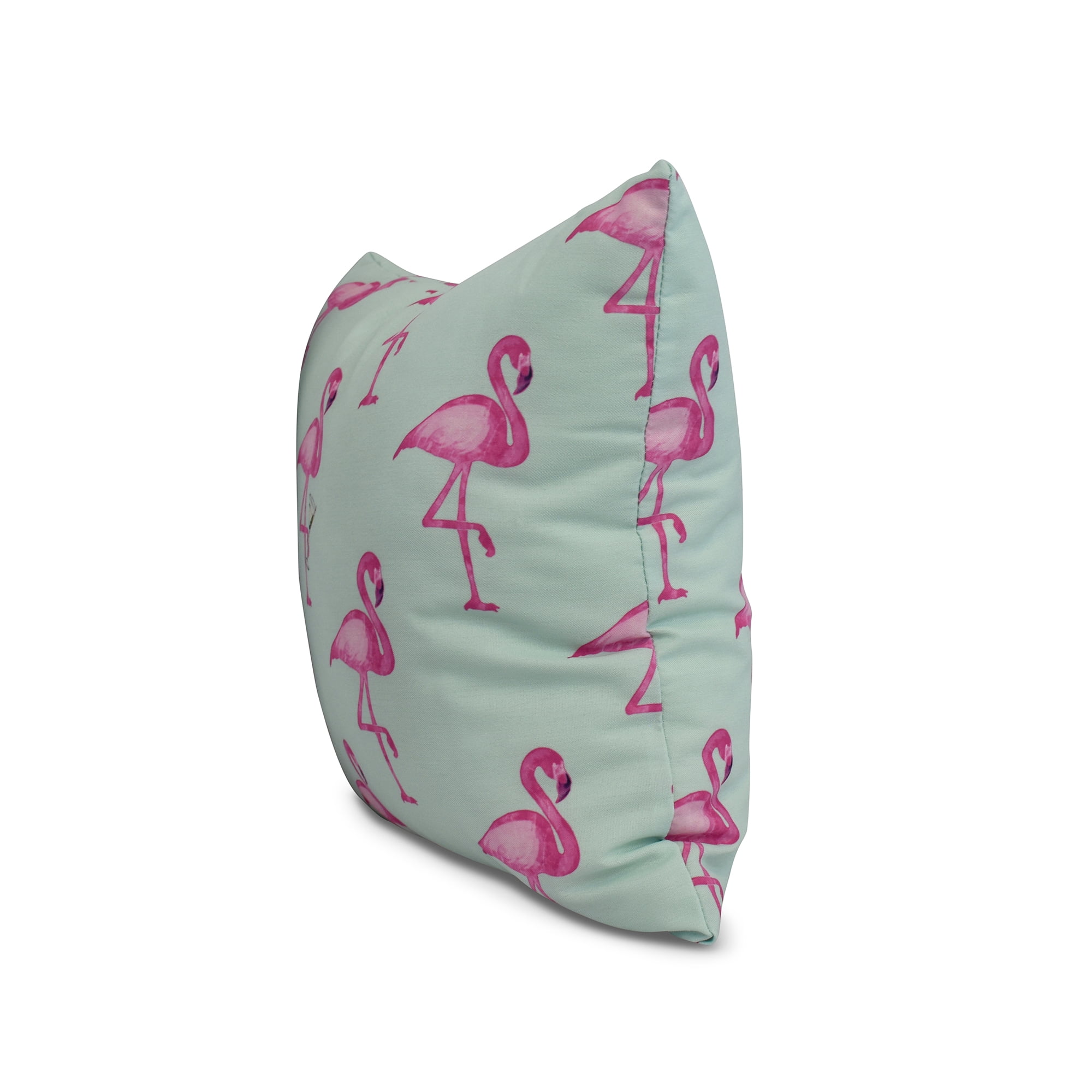 Simply Daisy, 20 x 20 inch, Flamingo Fanfare Martini Animal Print Pillow, Aqua