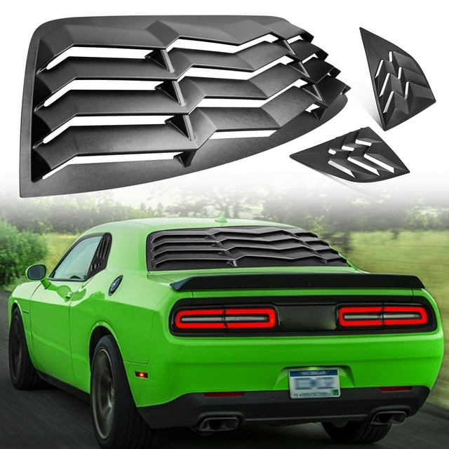 CUMART 2008-2023 Rear+Side Window Louver Windshield Sun Shade Cover ABS Black Compatible with Dodge Challenger 2008 2009 2010 2011 2012 2013 2014 2015 2016 2017 2018 2019 2020 2021 2022 2023