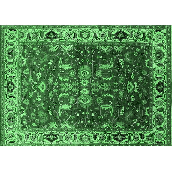 Ahgly Company Indoor Rectangle Oriental Emerald Green Industrial Area Rugs, 6' x 9'