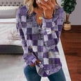 thumbnail image 3 of Shirts for Women Denim Plaid Printed Zipper Long Sleeve Top L, 3 of 3