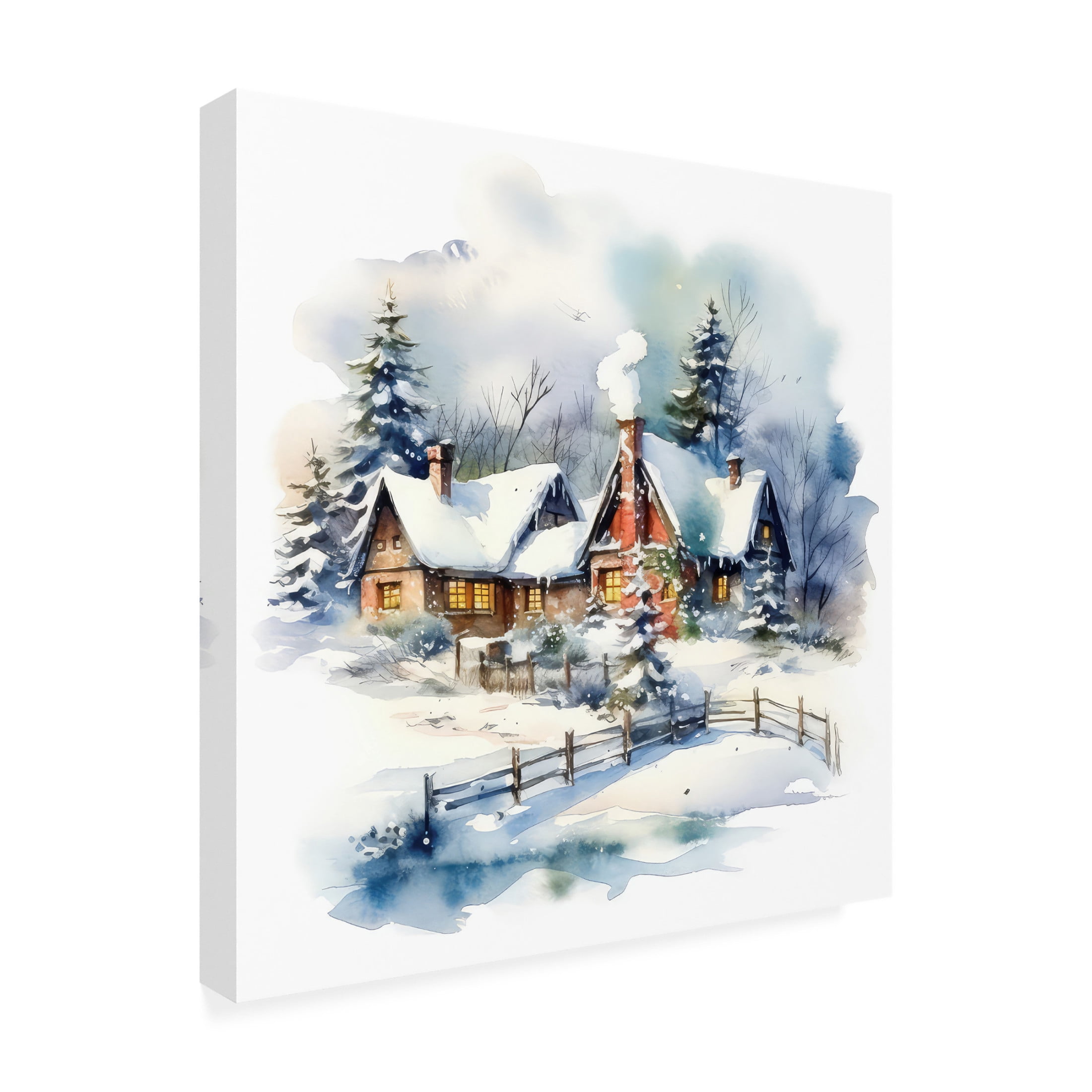 Canvas Wall Art - The Golden Valley 'Christmas At Home' Wall Art for Living Room, Bedroom, or Office Décor by Trademark Fine Art - 14 x 14 Inches