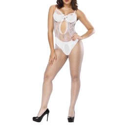 Combinaison Intégrale En Résille Transparente Pour Femme - Lingerie Sexy, Taille Unique, Nylon Respirant