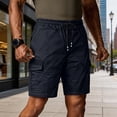 thumbnail image 5 of Fgvctg Work Shorts for Men Casual Stretch Waist Cargo Shorts Dressy Classic Fit Elastic Waist Summer Hiking Work Pants Waistband Loose Drawstring Short with Pockets,Dark Gray,M, 5 of 5