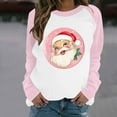 thumbnail image 2 of Merry Christmas Womens Long Sleeve Tees Pink Raglan Pullover Santa Claus Graphic Sweatshirt Xmas Novelty Pullovers Christmas Tree Clothing Tops, 2 of 3