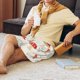 thumbnail image 5 of Balery Cartoon Flat Mushrooms Pantalones cortos de pijama de punto de algodón para hombre con cinturilla y bolsillos-Large, 5 of 6
