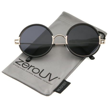 zeroUV - Mid Sized Retro Metal Nose Bridge Slim Temple Round Sunglasses 54mm - 54mm