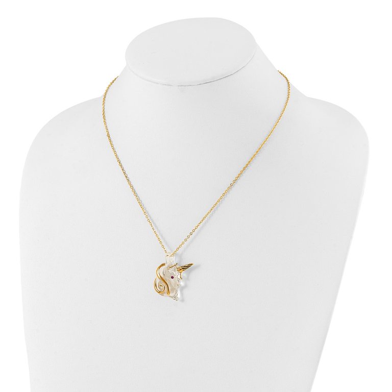 Glass Baron Gold Trim Unicorn with Swarovski Crystal and 22k Gold Trim Necklace Glass Baron Gold Trim Unicorn with Swarovski Crystal and 22k Gold Trim Necklace