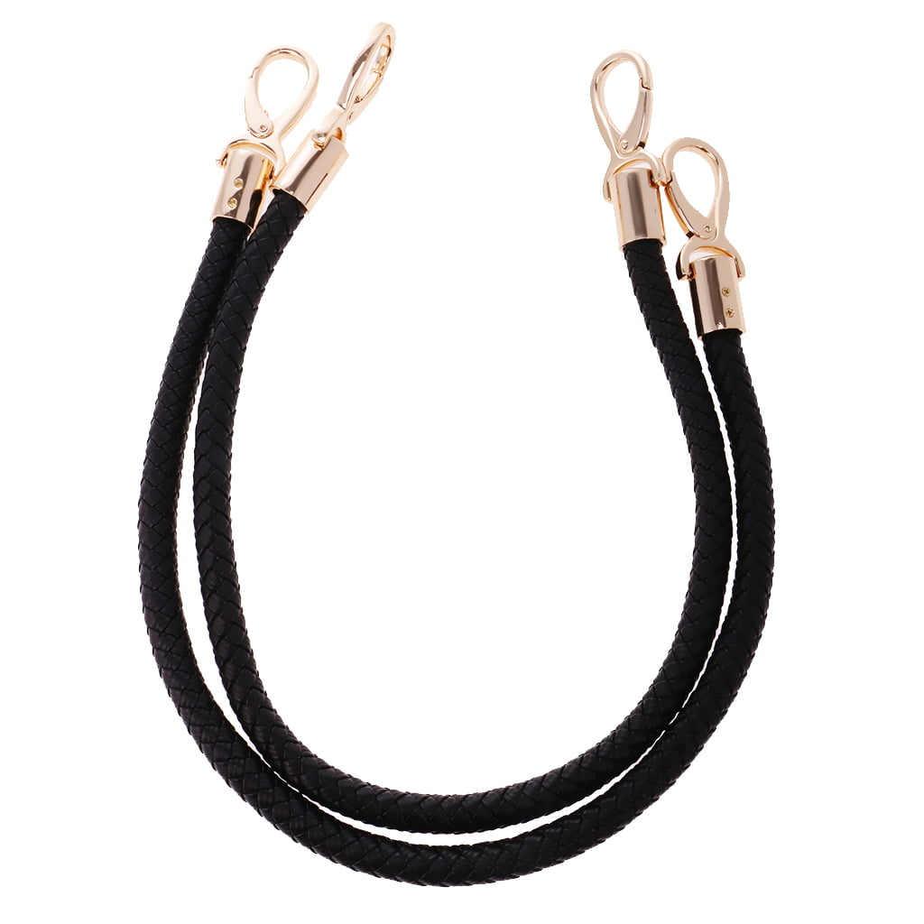 2pcs Black Shoulder Bag Replacements Handle Braided Rope Handbag Strap 