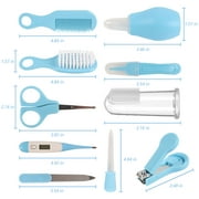 BUSATIA 10 in 1 Baby Healthcare and Grooming Kit,Safety Newborn Nursery Care Set, with Hair Brush Comb,Nail Clipper,Thermometer,Pacifier Clip,Nasal Aspirator for Newborn Infant Baby-Blue