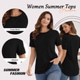 thumbnail image 5 of SHIBEVER Summer Short Sleeve T-Shirts for Women Fashion Loose Casual Black Crew Neck T Shirt Tunic Tops for Women Size S, 5 of 7