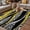Yellow, variant on Red Black Stripes Outdoor Rug for Patio/Deck/Porch, Non-Slip Large Area Rug 4 x 6 Ft, Modern Gradient Abstract Lines Art Indoor Outdoor Rugs Washable Area Rugs, Reversible Camping Rug Carpet Runner