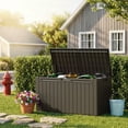thumbnail image 6 of Homall 98 Gallon Deck Box with Lockable Lid, Waterproof Outdoor Storage Container for Patio, Garden & Backyard, Brown, 6 of 7