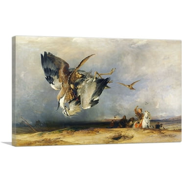 ARTCANVAS Hawking 1832 Canvas Art Print by Edwin Henry Landseer - Size: 26" x 18" (0.75" Deep)