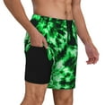 thumbnail image 2 of Honeii Green Tie Dye Print Men's Swim Shorts,Mens Swim Trunks,Breathable Mesh Beach Shorts for Swimming,Surfing, and Beach Activities-XX-Large, 2 of 6