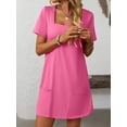 thumbnail image 5 of Yesfashion Womens Casual 2025 Summer Square Neck Short Sleeve Mini Dresses with Pockets, 5 of 8