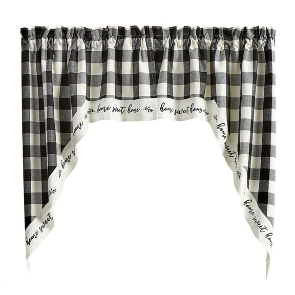 Park Designs Buffalo Check Home Lined Black and Cream Swags 72" x 36"