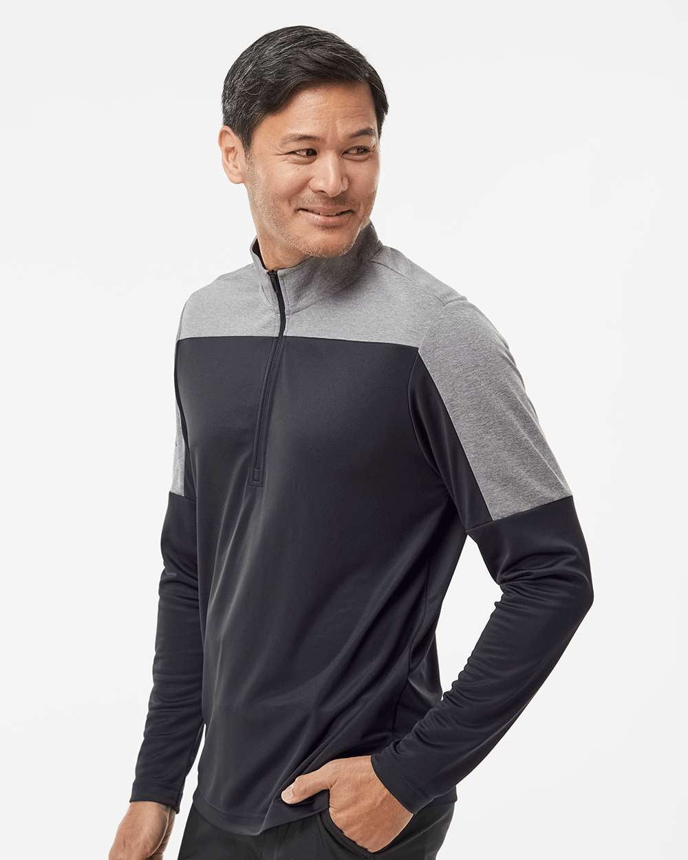 Adidas - Lightweight Quarter-Zip Pullover - A552 - Black/ Grey Three Melange