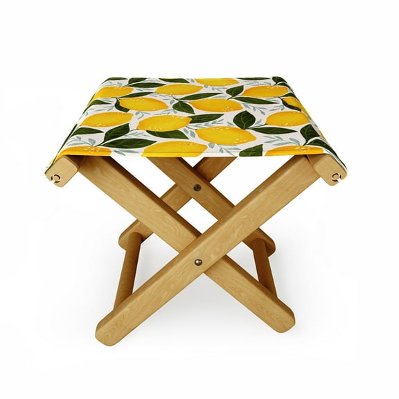 Society6 Avenie Mediterranean Summer Lemons Outdoor Ottoman