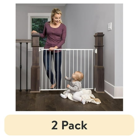 (2 pack) Regalo Extra Wide 2-in-1 Stairway & Hallway Baby Safety Gate with Mounting Kit, 24-40.5 in, Ages 6-24 Months