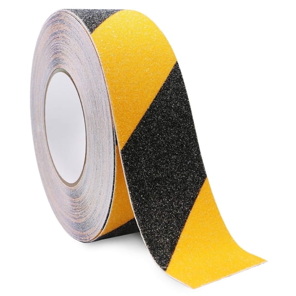 Anti Slip Safety Grip Tape, 2'' x 60Ft Yellow Black Non Skid Tread for Stairs, Steps, Floors, Caution Dangerous Zones, Indoor and Outdoor Use