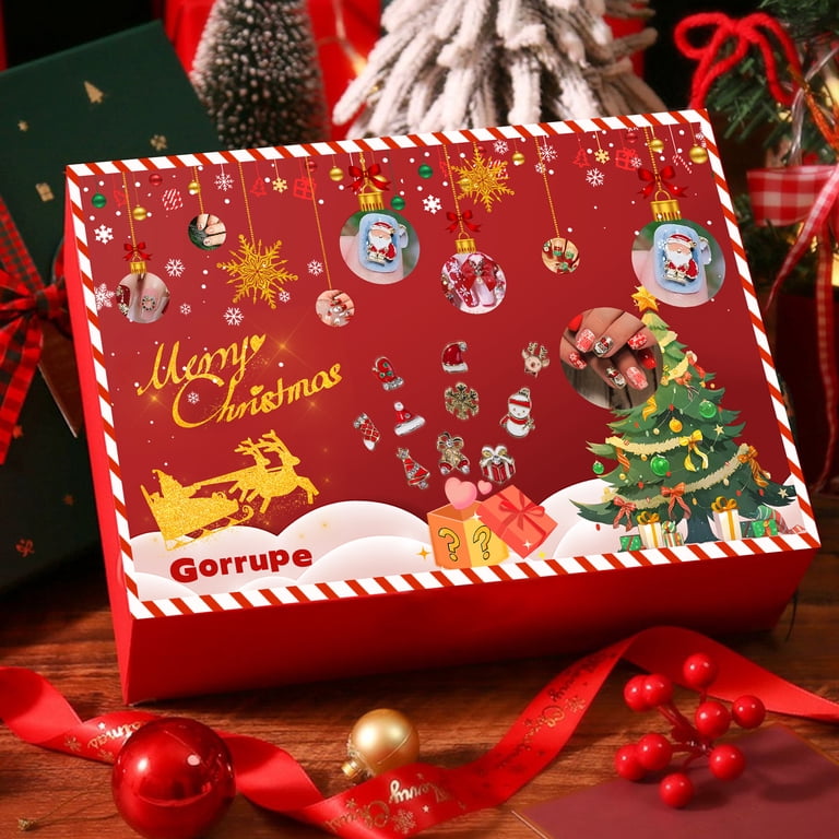 Gorrupe 2026 Christmas Make Up Advent Countdown Calendar, 24 Days Nail Art Accesseries Gift to Wife, Lovers, Girlfriend,Friends,Yourself, 24 Pcs DIY