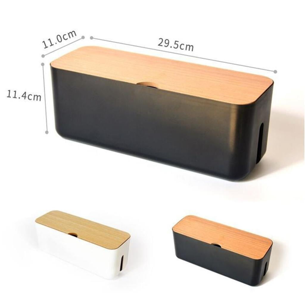 Fiocias Cable Management Box Organizer with Cover for Desk, Wall Mounted TV, Video, Game Black