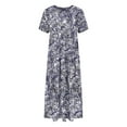 thumbnail image 5 of Taqqpue Women's Summer Maxi Dresses Short Sleeve Boho Floral Crew Neck Dress Summer Casual Flowy A Line Beach Dresses Long Sundress for Holiday, 5 of 5