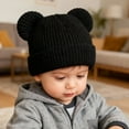 thumbnail image 5 of CPNG Toddler Baby Soft Double Layers Knit Warm Cap Winter Knitted Hat with Bear Ear Infant Boys Girls Beanie Cotton Lining Soft Warm Skull Cap, 5 of 6