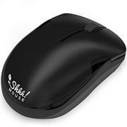 ShhhMouse Wireless Silent Noiseless Clickless Mobile Optical Mouse with USB Receiver and Battery Included, Portable and Compact, for Notebook, PC, Laptop, Computer, MacBook (Black)