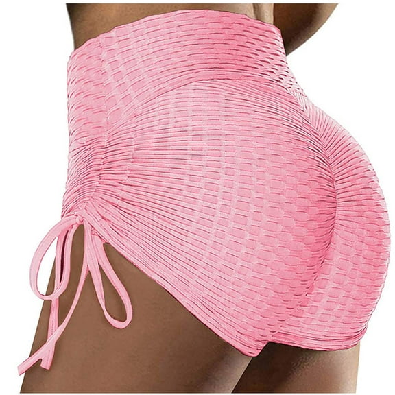 Abcnature Plus Size Shorts, Womens Athletic Shorts, Women High Waist Solid Color Tight Fitness Yoga Nude Hidden Yoga, Comfy Beach Shorts, Yoga Pants, Cycling Sport Shorts Pink XXL
