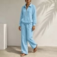 thumbnail image 6 of Gamivast Sweatsuits 2 Piece Set for Women Half Zip Pullover Sweatshirt Wide Leg Pants Two Piece Fall Winter Activewear Sky Blue L, 6 of 6