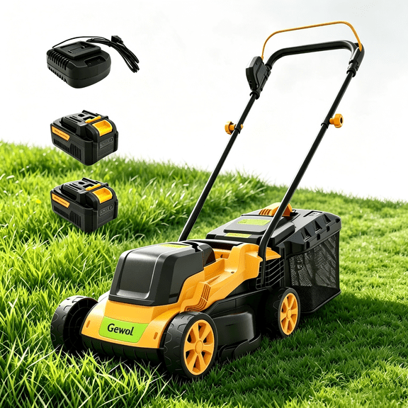 Gewol 20V 13" Cordless Lawn Mower, Push Mower 5-Position Height Adjustment Ultralight with 2×4.0Ah Batteries & Fast Charger