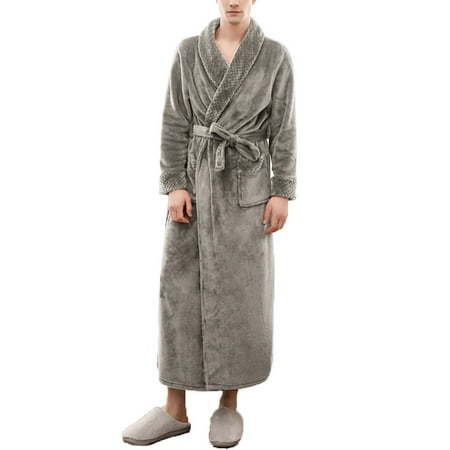 

YMH Women Men Winter Soft Solid Color Thick Warm Long Bath Robe Home Gown Sleepwear