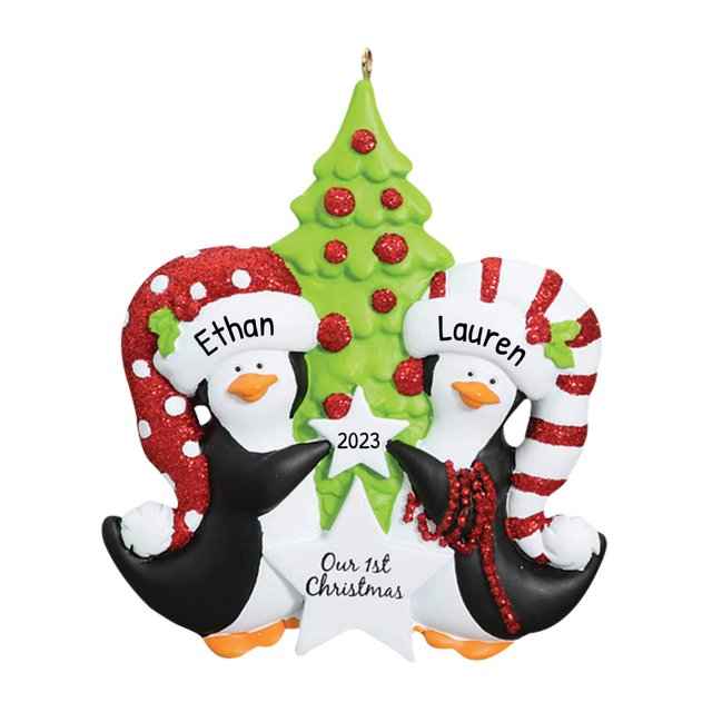 Personalized First Christmas Ornament Couple 2022 - First Christmas Together Ornament 2022 - Penguins Couple Ornament, Our First Christmas Together 2022 - Free Customization