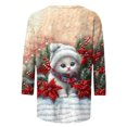 thumbnail image 6 of JTZGDY Womens Christmas Shirts Xmas Funny Printed Crew Neck 3/4 Length Sleeve Tops 2026 Festive Dressy Casual,Plus Size,Christmas Clothes for Women,Holiday Basic Tee,Tunic Tops Pullovers, 6 of 8