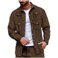 thumbnail image 2 of pstuiky mangas largas para hombre, Chaqueta tipo cárdigan de manga larga con solapa y botones, color liso, para hombre, con múltiples bolsillos Tops de hombre m, 2 of 6
